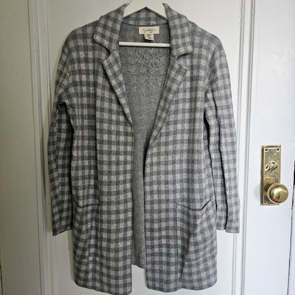 Jessica Simpson Grey checkered cardigan